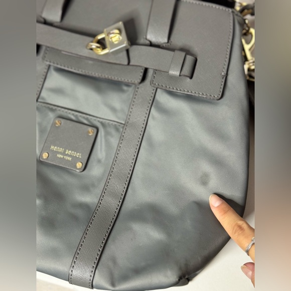 HENRI BENDEL Jet Setter Nylon Leather Convertible Shoulder Bag Backpack Gray - Picture 7 of 12